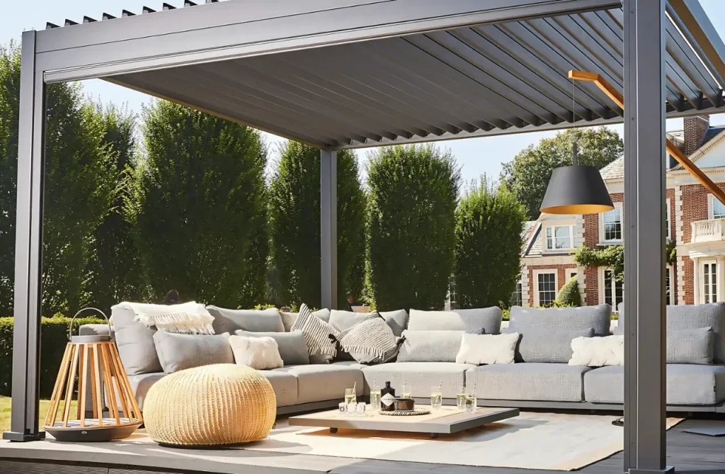 Pergola mit Schiebe- und Sonnenschutzsystem für maximale Flexibilität
