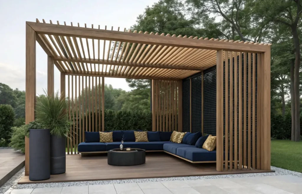 Stilvolles Terrassendesign mit freistehenden Pergolen & Dächern - fensterio